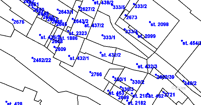 Parcela st. 432/2 v KÚ Skuteč, Katastrální mapa