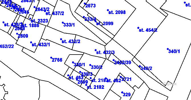 Parcela st. 432/3 v KÚ Skuteč, Katastrální mapa