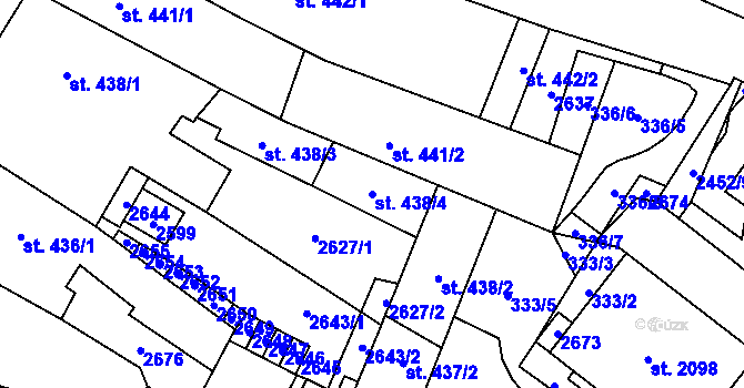Parcela st. 438/4 v KÚ Skuteč, Katastrální mapa