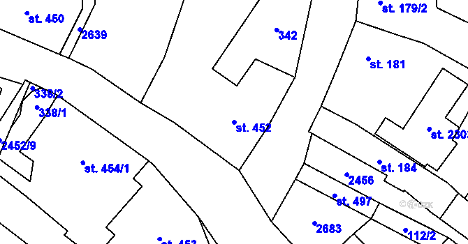 Parcela st. 452 v KÚ Skuteč, Katastrální mapa