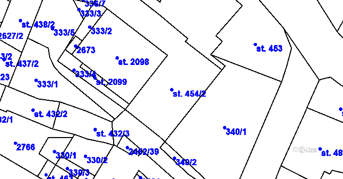 Parcela st. 454/2 v KÚ Skuteč, Katastrální mapa
