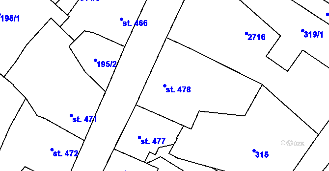 Parcela st. 478 v KÚ Skuteč, Katastrální mapa