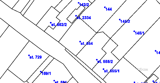 Parcela st. 554 v KÚ Skuteč, Katastrální mapa