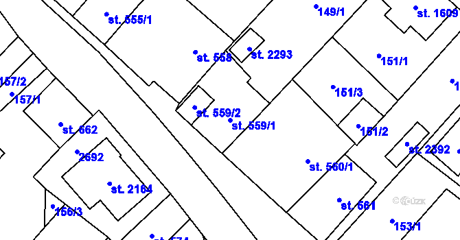 Parcela st. 559/1 v KÚ Skuteč, Katastrální mapa