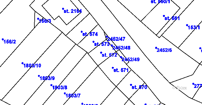 Parcela st. 572 v KÚ Skuteč, Katastrální mapa