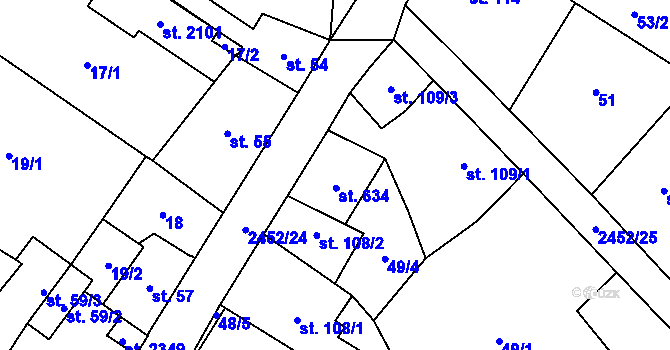 Parcela st. 634 v KÚ Skuteč, Katastrální mapa