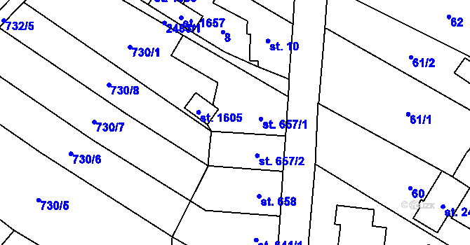 Parcela st. 657/1 v KÚ Skuteč, Katastrální mapa