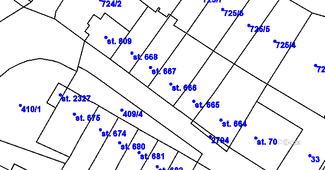 Parcela st. 666 v KÚ Skuteč, Katastrální mapa
