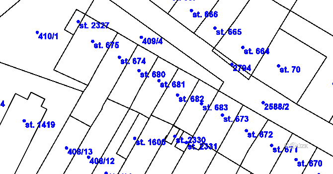 Parcela st. 682 v KÚ Skuteč, Katastrální mapa