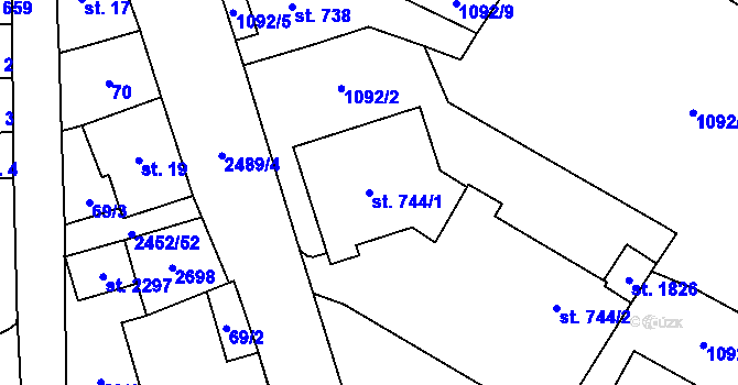 Parcela st. 744/1 v KÚ Skuteč, Katastrální mapa