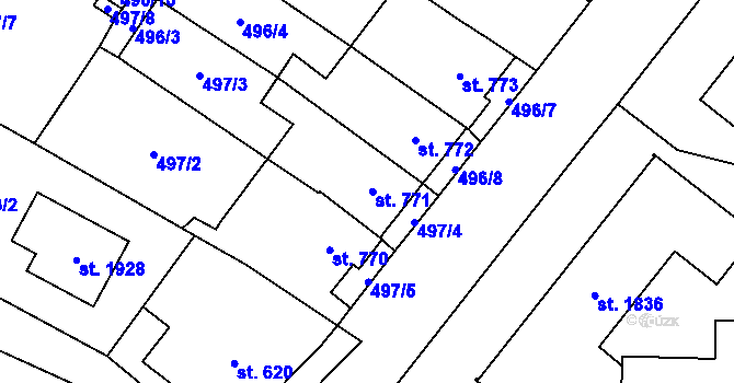 Parcela st. 771 v KÚ Skuteč, Katastrální mapa