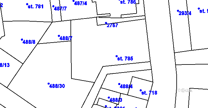 Parcela st. 785 v KÚ Skuteč, Katastrální mapa