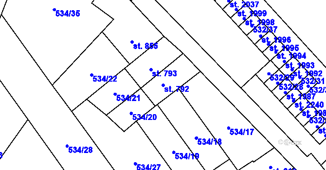 Parcela st. 792 v KÚ Skuteč, Katastrální mapa