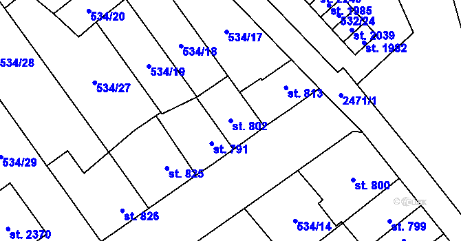 Parcela st. 802 v KÚ Skuteč, Katastrální mapa