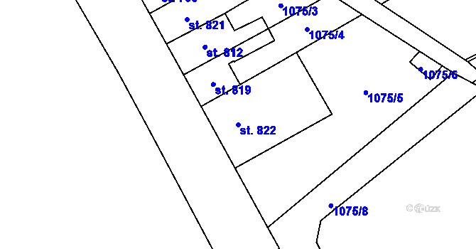 Parcela st. 822 v KÚ Skuteč, Katastrální mapa