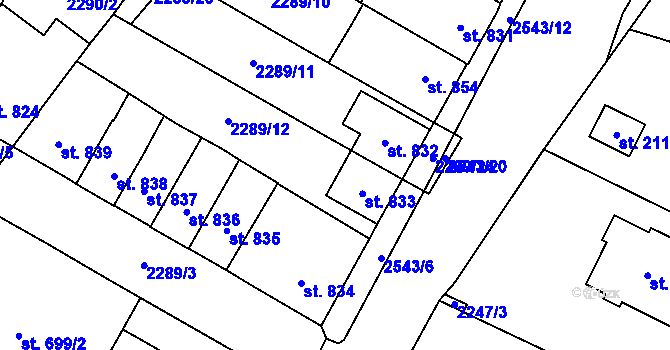 Parcela st. 833 v KÚ Skuteč, Katastrální mapa