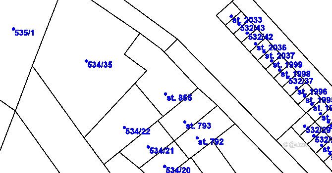 Parcela st. 855 v KÚ Skuteč, Katastrální mapa