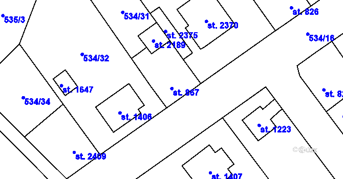 Parcela st. 867 v KÚ Skuteč, Katastrální mapa