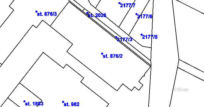 Parcela st. 876/2 v KÚ Skuteč, Katastrální mapa