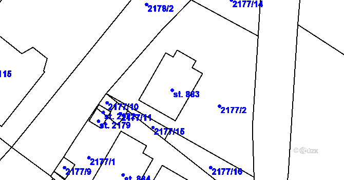 Parcela st. 883 v KÚ Skuteč, Katastrální mapa