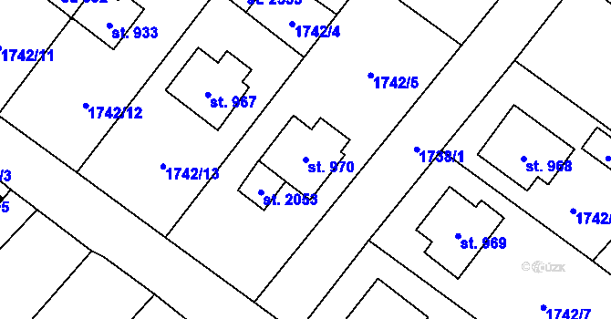Parcela st. 970 v KÚ Skuteč, Katastrální mapa