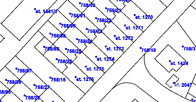 Parcela st. 1273 v KÚ Skuteč, Katastrální mapa