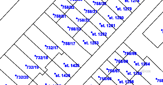 Parcela st. 1283 v KÚ Skuteč, Katastrální mapa