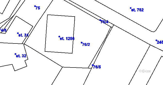Parcela st. 76/2 v KÚ Skuteč, Katastrální mapa