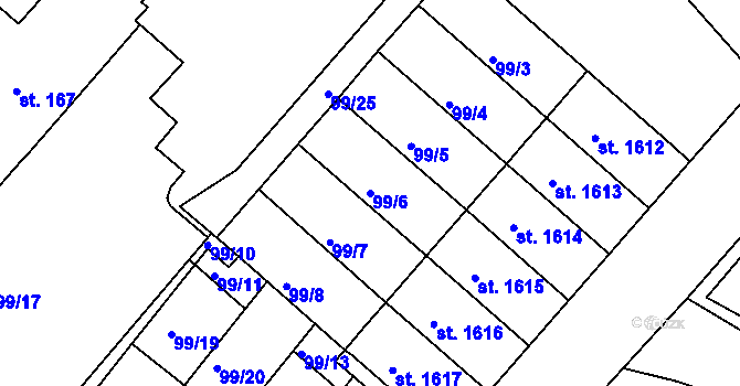 Parcela st. 99/6 v KÚ Skuteč, Katastrální mapa