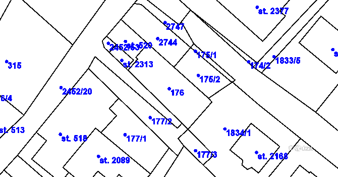 Parcela st. 176 v KÚ Skuteč, Katastrální mapa