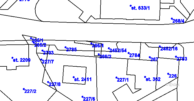 Parcela st. 266 v KÚ Skuteč, Katastrální mapa