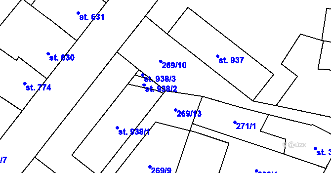 Parcela st. 269/8 v KÚ Skuteč, Katastrální mapa