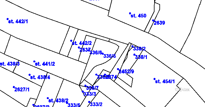 Parcela st. 336/5 v KÚ Skuteč, Katastrální mapa