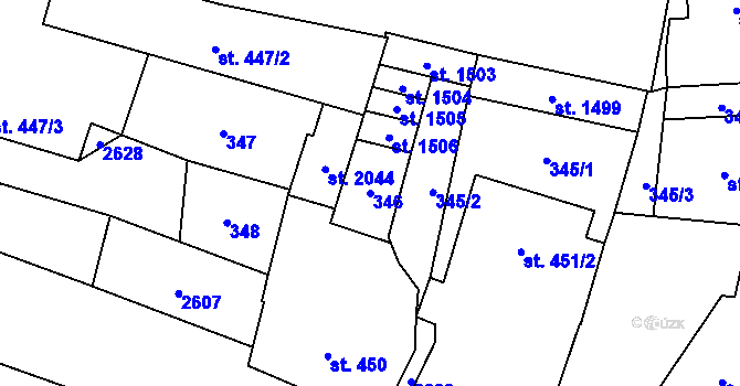 Parcela st. 346 v KÚ Skuteč, Katastrální mapa