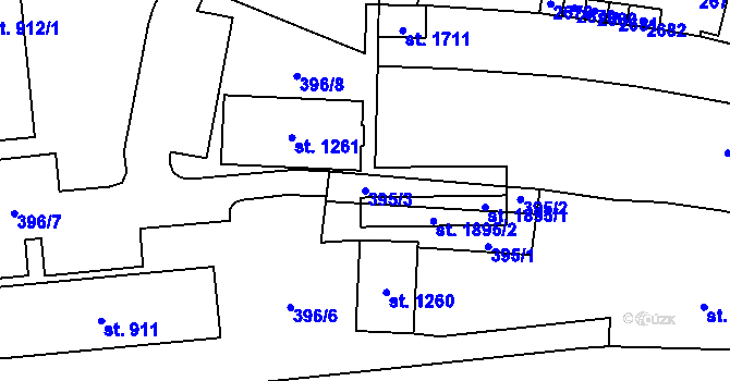 Parcela st. 395/3 v KÚ Skuteč, Katastrální mapa