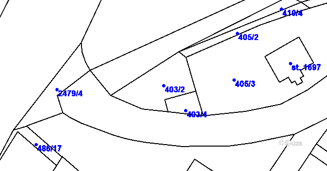 Parcela st. 403/2 v KÚ Skuteč, Katastrální mapa