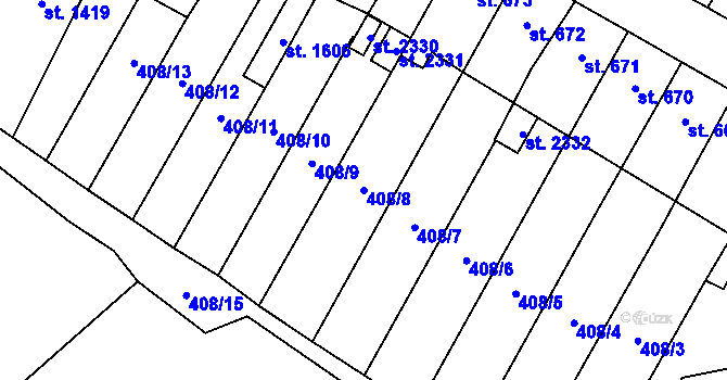 Parcela st. 408/8 v KÚ Skuteč, Katastrální mapa