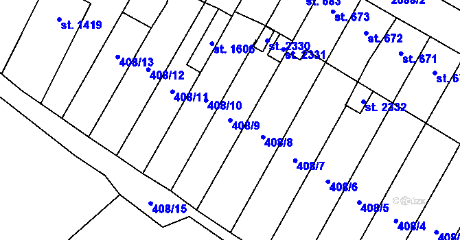Parcela st. 408/9 v KÚ Skuteč, Katastrální mapa