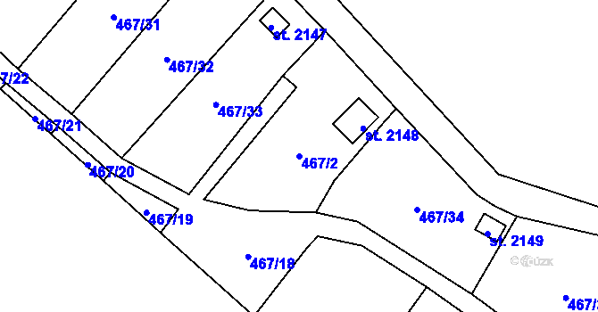 Parcela st. 467/2 v KÚ Skuteč, Katastrální mapa