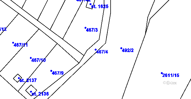 Parcela st. 467/4 v KÚ Skuteč, Katastrální mapa