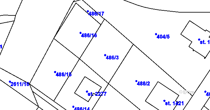 Parcela st. 486/3 v KÚ Skuteč, Katastrální mapa