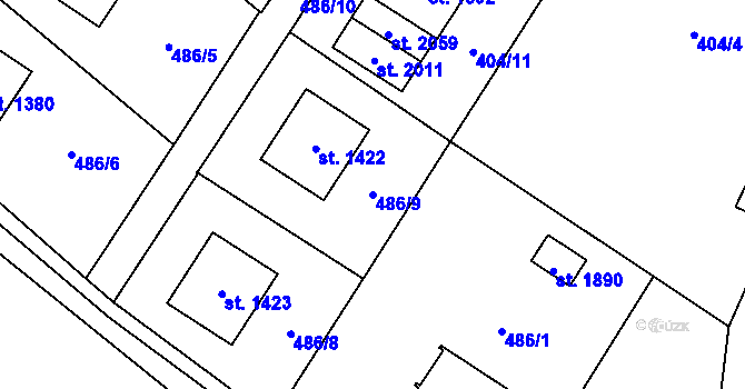 Parcela st. 486/9 v KÚ Skuteč, Katastrální mapa