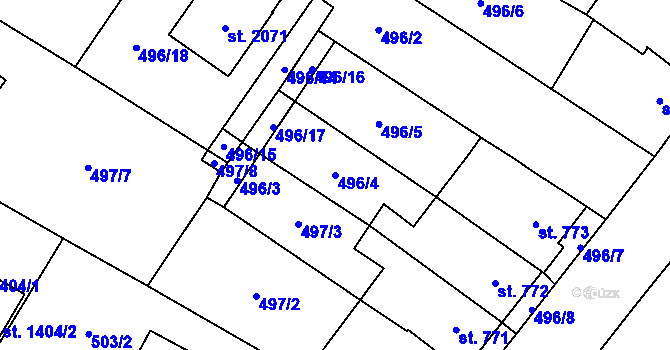 Parcela st. 496/4 v KÚ Skuteč, Katastrální mapa