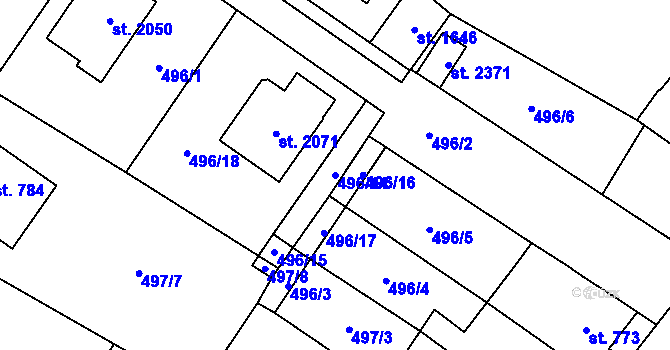 Parcela st. 496/14 v KÚ Skuteč, Katastrální mapa