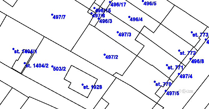 Parcela st. 497/2 v KÚ Skuteč, Katastrální mapa