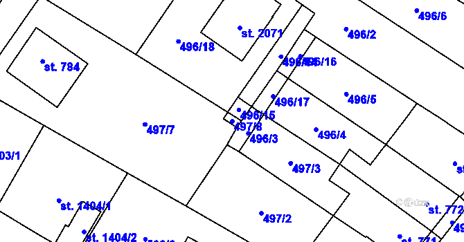 Parcela st. 497/8 v KÚ Skuteč, Katastrální mapa