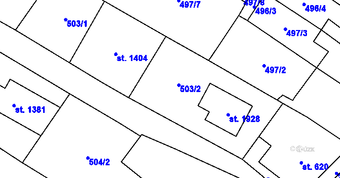 Parcela st. 503/2 v KÚ Skuteč, Katastrální mapa