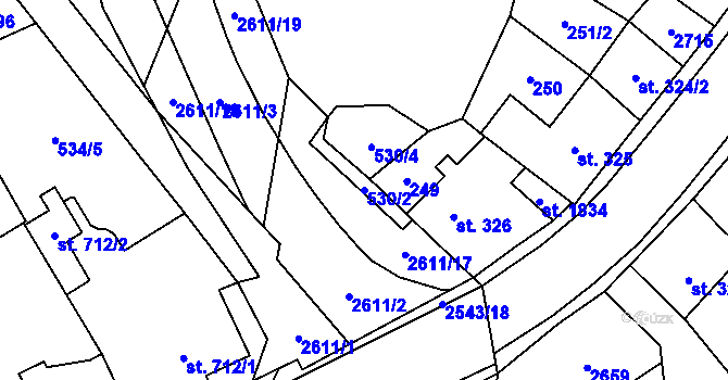 Parcela st. 530/2 v KÚ Skuteč, Katastrální mapa
