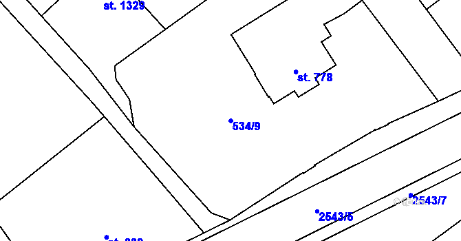 Parcela st. 534/9 v KÚ Skuteč, Katastrální mapa