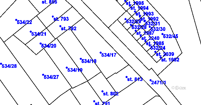 Parcela st. 534/17 v KÚ Skuteč, Katastrální mapa